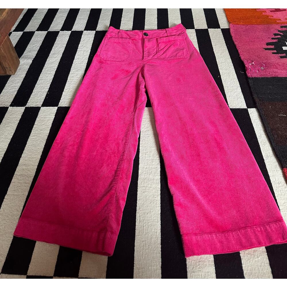 Maeve The Colette pants Corduroy Wide Leg Crop Raspberry Pink Women's Size 30